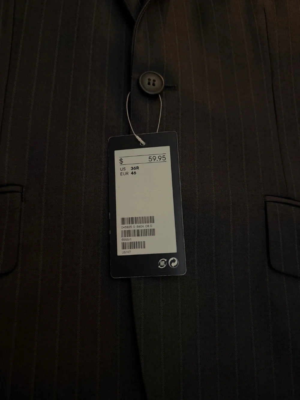 H&M Grey Slim Fit Pinstripe Blazer Jacket